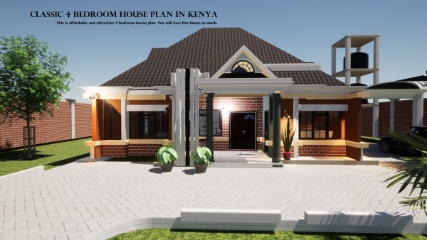 Classic and affordable 4 Bedroom Bungalow House Plan in Kenya