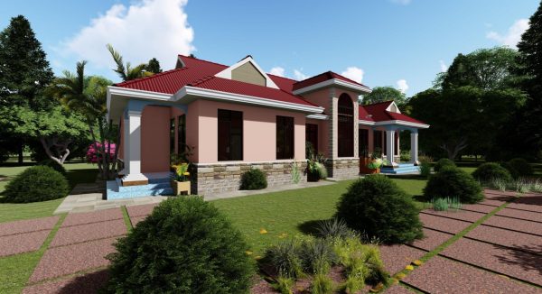 Simple 5-bedroom bungalow building plans in Kenya WKRE061 - Image 2