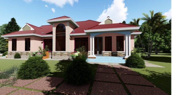 Simple 5-bedroom bungalow building plans in Kenya WKRE061 - Image 3